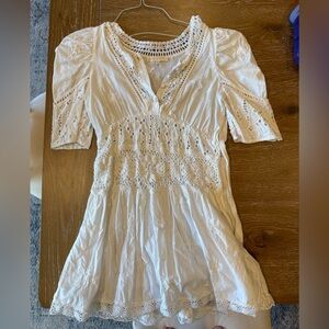 LoveShackFancy White Crochet Dress